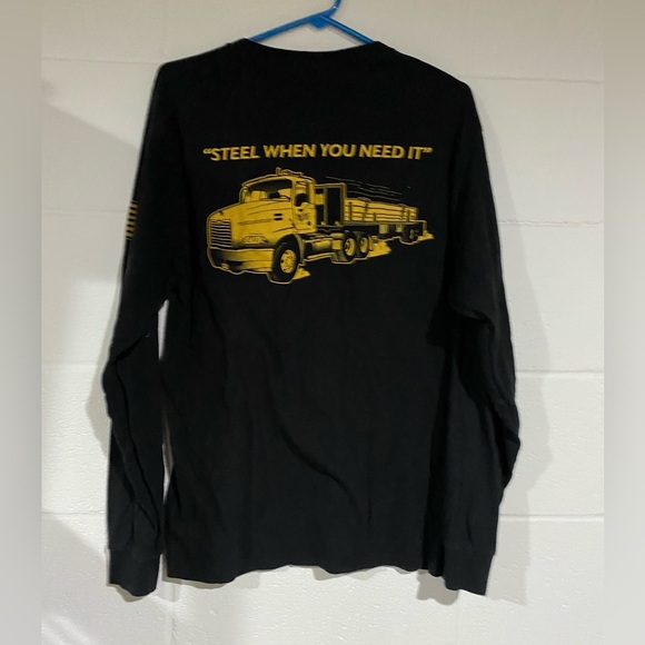 Hanes Black Long Sleeve with Yellow Truck Graphic - Picture 1 of 3